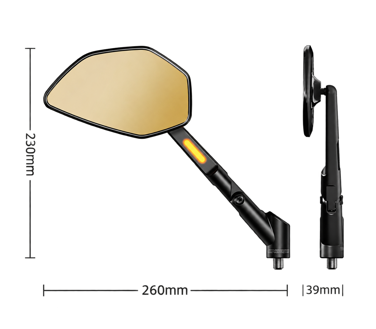 Wymiary RM‑1: 260 mm, 230 mm i 39 mm