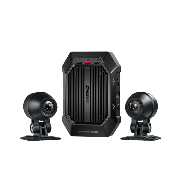 Wideorejestrator motocyklowy CHIGEE XR-1 z dwiema kamerami na uchwytach